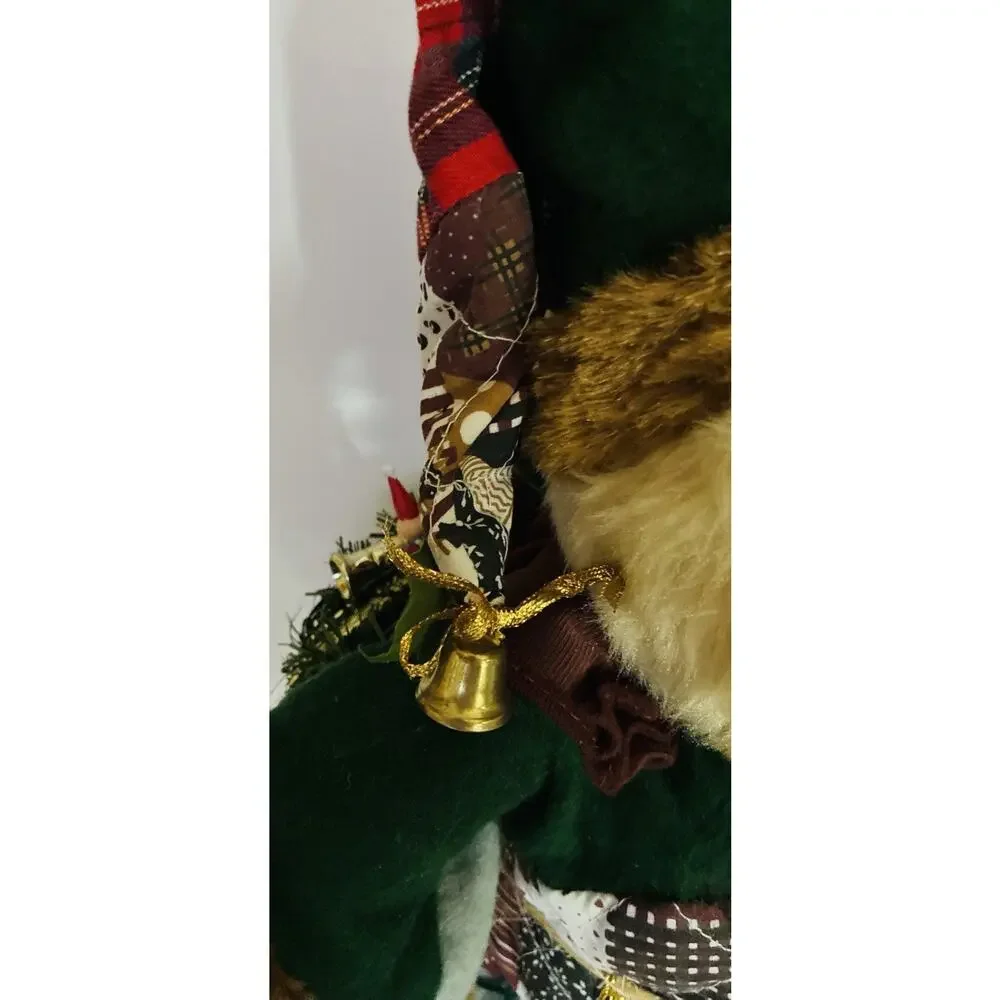 Vintage World Bazaar Christmas Santa Clause Gift Bag, Basket Trinkets Plush Bear